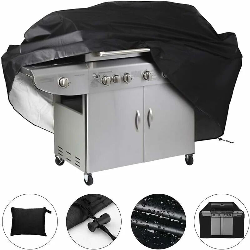 LANGRAY Waterproof barbecue cover 145 x 61 x 117cm (Black)