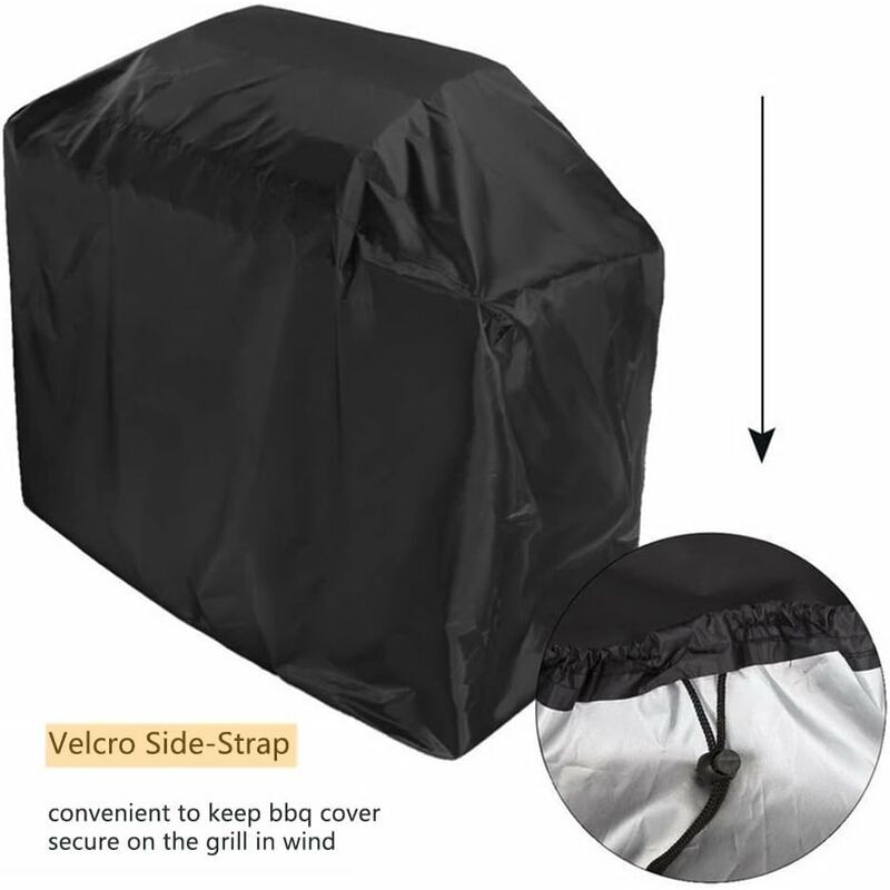 LANGRAY Waterproof barbecue cover for barbecue, black resistant to weathering, uv and discoloration, with transport bag compatible with Weber barbecues,