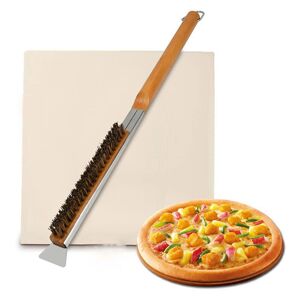 Pizza Oven Cleaning Brush with Scraper, Copper Wire Cleaning Brush, Outdoor Pizza Oven Accessories for Oven Cleaner - Rhafayre