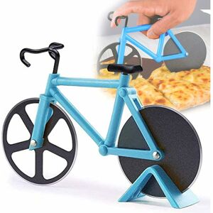 2pcs Pizza Cutter, Non-Stick Stainless Steel Pizza Wheel Bicycle, Ideal Decoration and Gift, 19cm, Dark Blue - Rhafayre