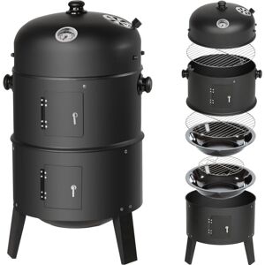 Tectake - bbq Smoker Grill 3-in-1 - smoker, barbecue smoker, smoker grill - black