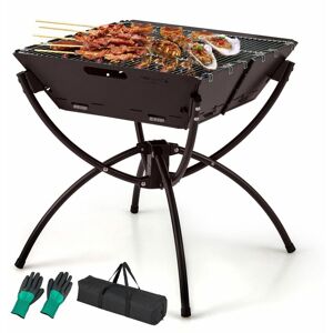 COSTWAY 3-In-1 Camping Fire Pit Wood Burning Campfire Portable Grill w/Cooking Grills