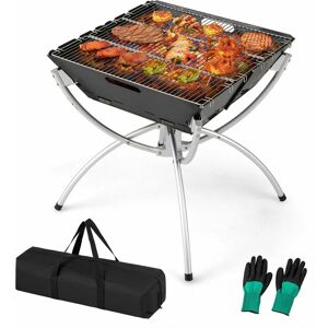 COSTWAY 3-In-1 Camping Fire Pit Wood Burning Campfire Portable Grill w/Cooking Grills
