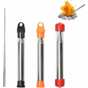 TINOR 3 pcs Blow Fire Tube Stainless Easy Fire Campfire Telescopic Blowing Tube Steel Collapsible Fire Tool for Camping Survival Picnic Outdoors