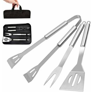 HÉLOISE 3 Piece Stainless Steel BBQ Tool Set with Spatula, Tongs, Forks and Carry Bag