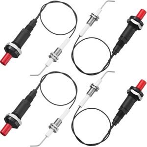 Groofoo - 4 Pieces Propane Push Piezo Igniter Kit with Threaded Ceramic Electrode 30cm Ignition Plug Wire for Gas Grill, Fireplace, Heater, Stove