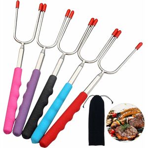 Tinor - 5 Pieces Telescopic Barbecue Fork bbq Marshmallow Forks Stainless Roasting Sticks for Camping Campfire Fireplace and Sausage Grill