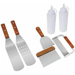 ORCHIDÉE 7 Pcs Professional Griddle Accessory Set bbq Spatula and Scraper Stainless Steel Teppanyaki Tools for Flat Cooking on bbq Grill Kit