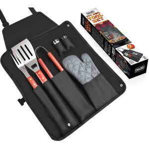 Asab - 7pc bbq Cooking Tool Wooden Utensil Set Barbecue Grilling Apron Spatula Tongs