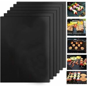 6pcs/lot 50 x 40cm Thumb Teflon Fiber Reusable Nonstick bbq Rti Sheet Mat Portable Easy Clean Outdoor Picnic Fry Cooking bbq Tools Black - Alwaysh