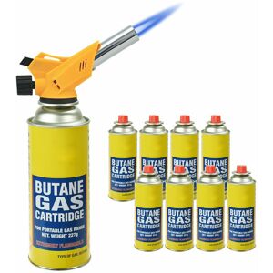 Asab - Refillable Butane Gas Blow Torch Micro Welding Brazing Burner 8 gas canisters - Blow Torch + 8 Gas Canisters