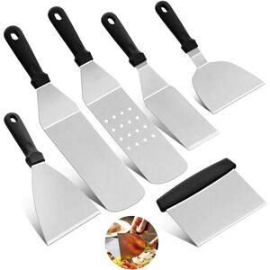 Groofoo - Barbecue Kit, 6 Pcs Accessory Iron Kit Stainless Steel Spatulas Set, bbq Spatula Utensils Set with Box for Griddle, bbq Camping, Teppanyaki