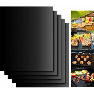 DENUOTOP Bbq Baking Mat, Set of 5 bbq and Oven Baking Sheet - 4033cm 0.2MM bbq Non-Stick and Reusable Baking Sheets for Gas, Charcoal or Electric Grills