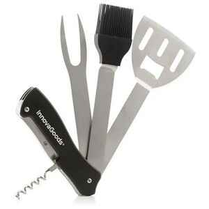 Asab - bbq Grill Multi-tool 5 in 1 Cooking Tools Set Kit Spatula Brush Fork Corkscrew - Silver