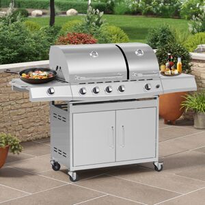 Dallas 5 Burner Gas bbq - Premium Double bbq - Silver - Billyoh