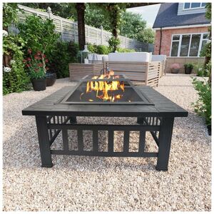 Billyoh - Phoenix 3 in 1 Square Metal Fire Pit, bbq Grill and Ice Pit - Black