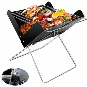 NEIGE Charcoal bbq Grill Portable Stainless Steel Foldable Smoker Grill Desktop Grill Table Grill for Outdoor Camping Picnic Garden Party 31x26x29cm x Shape