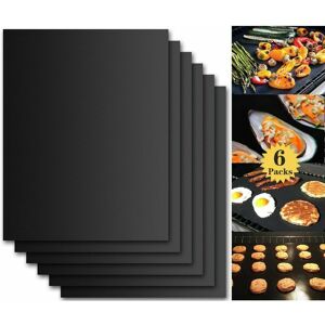 HOOPZI Barbecue Cooking Mat, Set of 6 Barbecue and Oven Cooking Sheets - 4033 cm Non-Stick bbq and Reusable Cooking Sheets for Gas, Charcoal or Electric