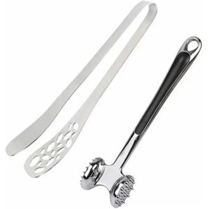 Rose - Double sided meat tenderizer and stainless steel cooking tong set