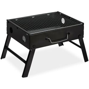 RELAXDAYS Folding Camping Barbecue Grill, Foldable bbq for 4, Briefcase, Portable, Steel hwd: 23 x 42.5 x 26.5 cm, Black