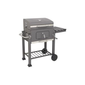 FAMIHOLLD Garden Charcoal Grill Square Oven Outdoor Charcoal Oven Plastic with Wheel