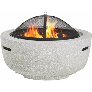 ECASA Garden Fire Pit Concrete Stone Effect Firepit with BBQ Grill Light Grey - Light Grey