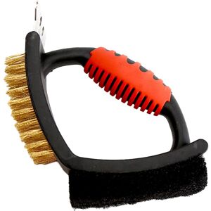 Pesce - Grill Brush Cleaning Brush bbq Cleaning Brush for Outdoor Grill Multifunctional with Brass Bristle Scouring Pad and Scraper shape2