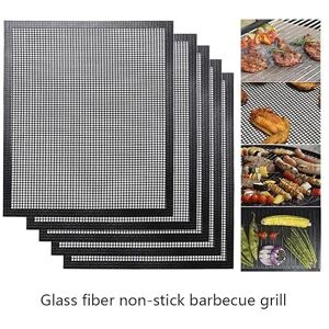 5PCS Non-Stick bbq Grill Mat, Heavy Duty, Reusable Baking Mats, Easy to Clean - Compatible with Gas Grill, Charcoal, Pellet Grill - 36x42cm - Groofoo