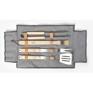 Homescapes - bbq Tool Set in Denim Case - Black - Black - Black