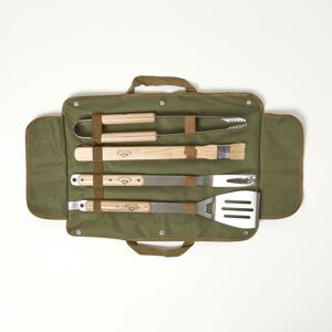 Homescapes - bbq Tool Set in Foldable Storage Bag - Khaki