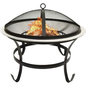 Hommoo - 2-in-1 Fire Pit and bbq with Poker 56x56x49 cm Stainless Steel