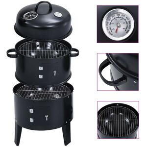 Hommoo 3-in-1 Charcoal Smoker BBQ Grill 40x80 cm