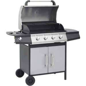 Gas Barbecue Grill 4+1 Cooking Zone Steel & Stainless Steel - Hommoo