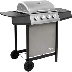 Hommoo Gas BBQ Grill with 4 Burners Black and Silver (FR/BE/IT/UK/NL only)