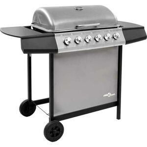 Gas bbq Grill with 6 Burners Black and Silver (fr/be/it/uk/nl only) - Hommoo