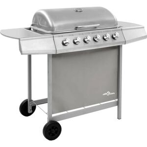 Gas bbq Grill with 6 Burners Silver (fr/be/it/uk/nl only) - Hommoo