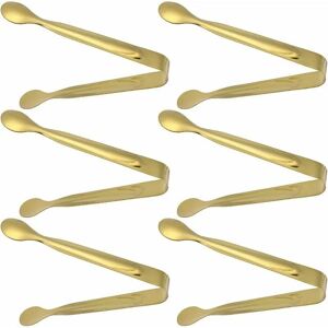 HOOPZI Ice tongs stainless steel serving tongs grill tongs kitchen tongs sugar tongs food cookie tongs for home bar 6pcs (golden)