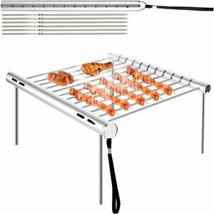 LangRay Barbecue Grills, Stainless Steel Barbecue Grill Portable Camping Barbecue Grill Foldable Compact Camping Grill for Camping, Hiking, Picnic