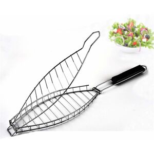 LANGRAY Grill Basket, Stainless Steel bbq Cooking Grate with Wooden Handle for Sausage Vegetables Meat Fish, Ideal for Outdoor bbq and Camping Trips