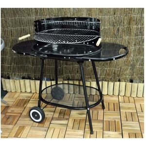 Oval Trolley Garden Barbecue / bbq with Warming Tray - Kingfisher