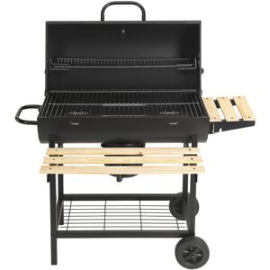 Cosvalve - Large Charcoal Trolley Barrel bbq Barbecue Grill Big Garden Outdoor Cooking Patio With Heat Indicator Wheels Wooden shelves Smoker