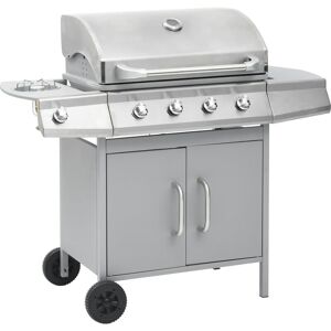 BERKFIELD HOME Mayfair Gas Barbecue Grill 4+1 Cooking Zone Silver Stainless Steel