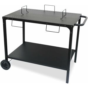 SWEEEK Black modular steel outdoor table for griddle with two wheels - Black