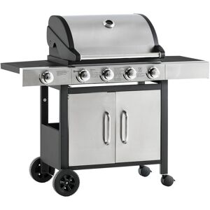 Deluxe Gas Barbecue Grill 4+1 Burner Garden bbq w/ Large Cooking Area - Black and Stainless Steel - Outsunny