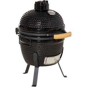 Outsunny - Charcoal Grill Cast Iron bbq Cooking Smoker Standing Smoker Heat Control Black - Black