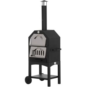 Outsunny - Charcoal Tall Ovan Pizza Maker bbq Grill Outdoor Picnic w/ Thermometer - Black