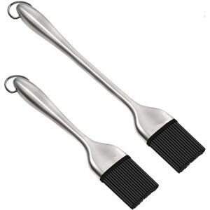 Tinor - Pack of 2 Barbecue Silicone Brush, Professional Kitchen Baking Cooking bbq Brush, Stapling Pastry Oil Brush with Stainless Steel Handle,