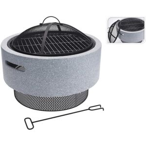 Berkfield Home - ProGarden Fire Bowl with bbq Rack Round Light Grey 52x18.5 cm