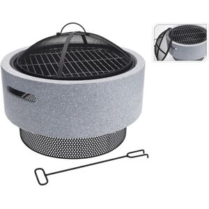 Berkfield Home - ProGarden Fire Bowl with bbq Rack Round Light Grey 52x18.5 cm