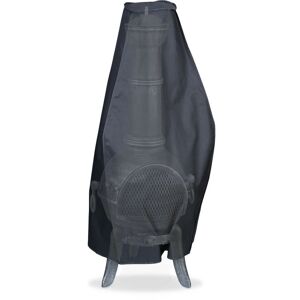 Chiminea Cover, Outdoor, Insulated, Waterproof, 420D Polyester, pvc Coating, HxD: 110x42 cm, Protection, Black - Relaxdays
